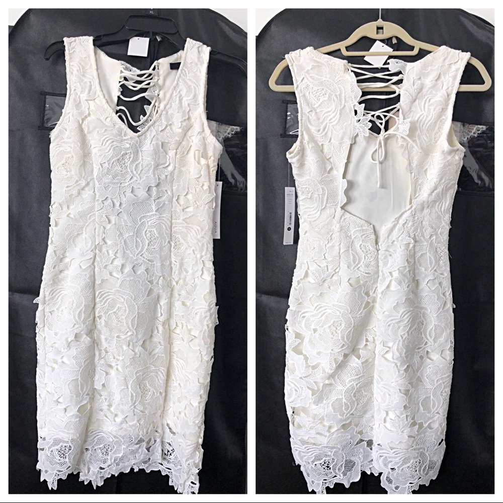 Aqua white lace floral dress *NWOT*